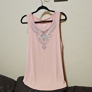 torrid Pink Tank Top with Silver Embellished Neckline